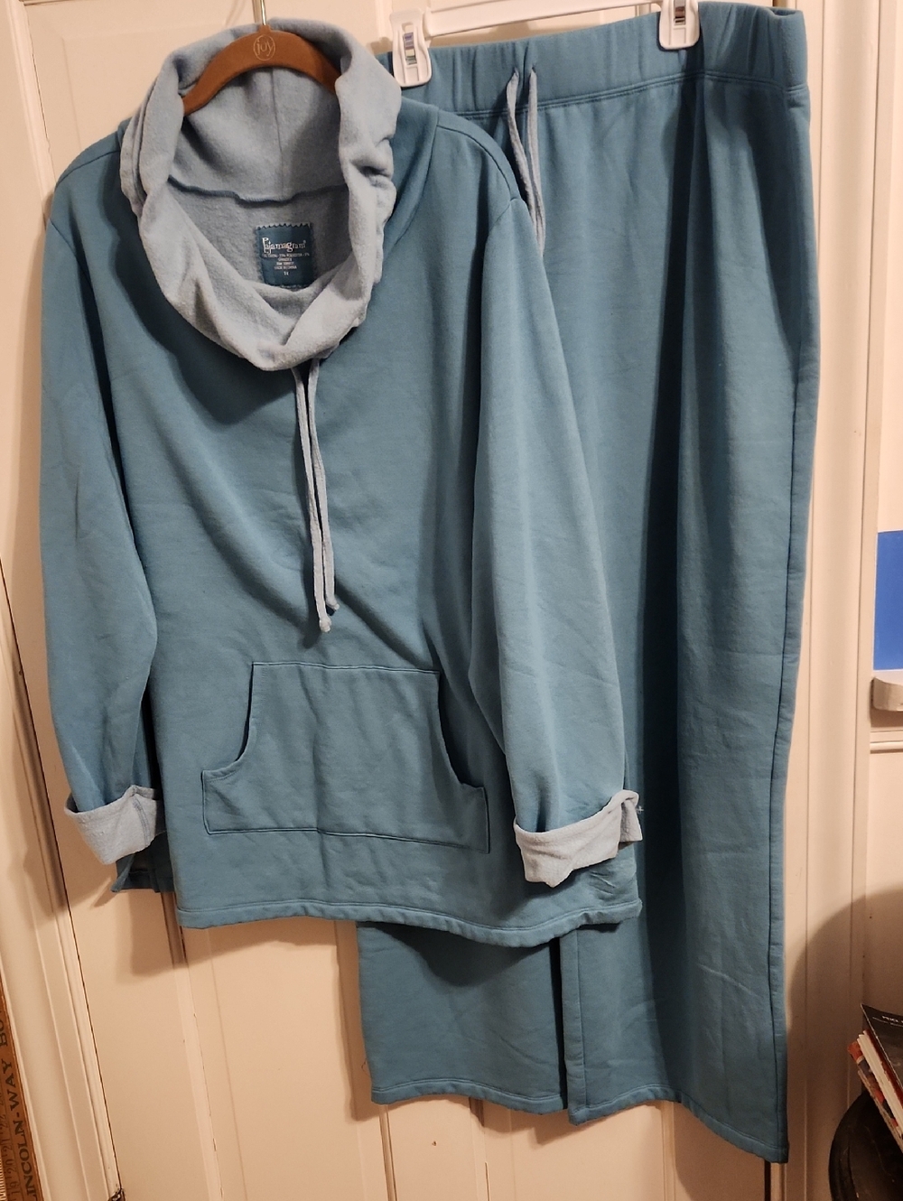 Pajamagram Cozy Light Green/ Blue Sweatshirt & Sweatpants Set